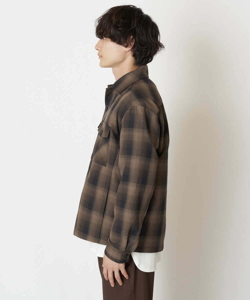 a.v.v(アーヴェヴェ)の「チェック柄CPOワイドジャケット(カバーオール・メンズ・ベージュ/ブラック・48/46/50)」の19枚目の写真