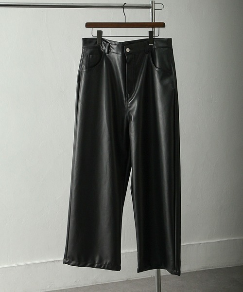 NILWAY（ニルウェイ）の「プライムPUレザーワイドストレートパンツ（その他パンツ・メンズ・ブラック/カーキ/チャコール・SMALL/MEDIUM/LARGE）」の4枚目の写真