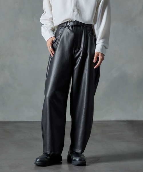 NILWAY（ニルウェイ）の「プライムPUレザーワイドストレートパンツ（その他パンツ・メンズ・ブラック/カーキ/チャコール・SMALL/MEDIUM/LARGE）」の14枚目の写真