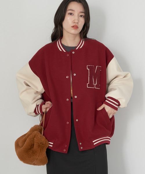 earth music&ecology（アースミュージックアンドエコロジー）の「ワッペンスタジャン（スタジャン・レディース・レッド/ネイビー/グリーン・FREE）」の3枚目の写真