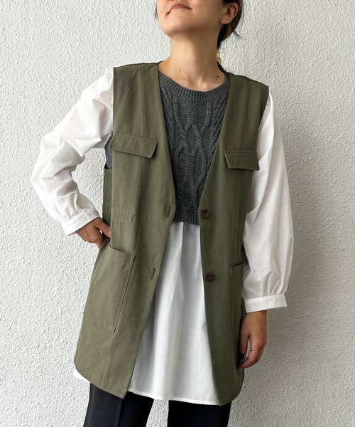 LBC（エルビーシー）の「ミリタリーベスト（ベスト・レディース・ベージュ/ダークオリーブ・M/L）」の9枚目の写真