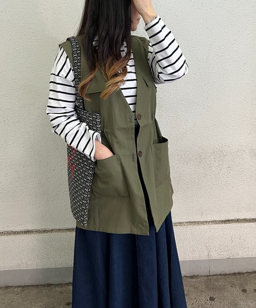 LBC（エルビーシー）の「ミリタリーベスト（ベスト・レディース・ベージュ/ダークオリーブ・M/L）」の3枚目の写真