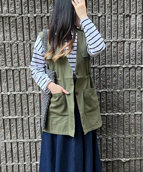 LBC（エルビーシー）の「ミリタリーベスト（ベスト・レディース・ベージュ/ダークオリーブ・M/L）」の7枚目の写真