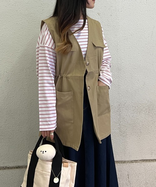 LBC（エルビーシー）の「ミリタリーベスト（ベスト・レディース・ベージュ/ダークオリーブ・M/L）」の4枚目の写真