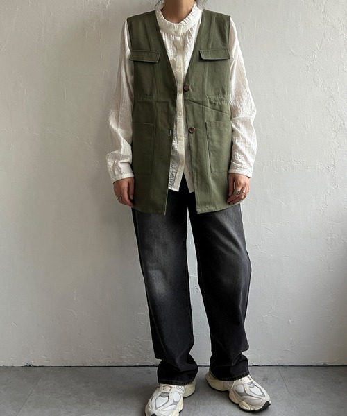 LBC（エルビーシー）の「ミリタリーベスト（ベスト・レディース・ベージュ/ダークオリーブ・M/L）」の14枚目の写真