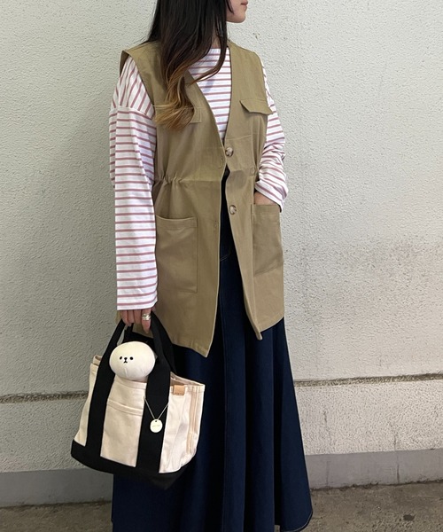 LBC（エルビーシー）の「ミリタリーベスト（ベスト・レディース・ベージュ/ダークオリーブ・M/L）」の12枚目の写真