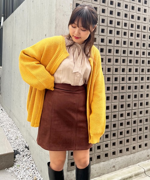 Brownie（ブラウニー）の「Brownie カラフルニット畦編みルーズカーディガン（カーディガン/ボレロ・レディース・グリーン/レッド/イエロー/ブルー/アイボリー・FREE）」の4枚目の写真