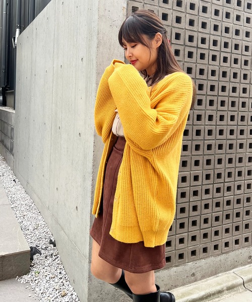 Brownie（ブラウニー）の「Brownie カラフルニット畦編みルーズカーディガン（カーディガン/ボレロ・レディース・グリーン/レッド/イエロー/ブルー/アイボリー・FREE）」の21枚目の写真