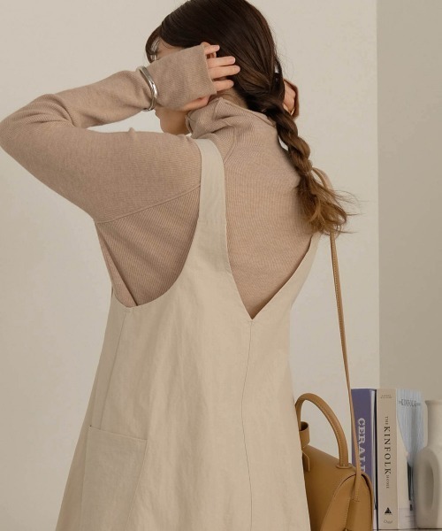 Bab（バブ）の「ワークギャザージャンパースカート（ジャンパースカート・レディース・モカ/ブラック/アイボリー・M）」の8枚目の写真