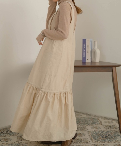 Bab（バブ）の「ワークギャザージャンパースカート（ジャンパースカート・レディース・モカ/ブラック/アイボリー・M）」の9枚目の写真