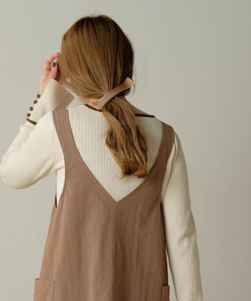 Bab（バブ）の「ワークギャザージャンパースカート（ジャンパースカート・レディース・モカ/ブラック/アイボリー・M）」の14枚目の写真