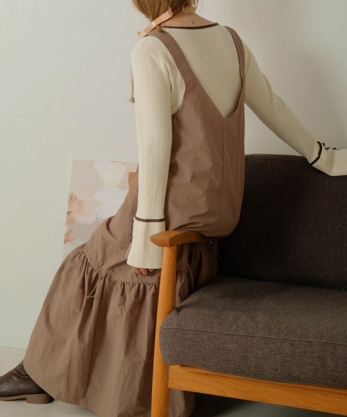 Bab（バブ）の「ワークギャザージャンパースカート（ジャンパースカート・レディース・モカ/ブラック/アイボリー・M）」の15枚目の写真