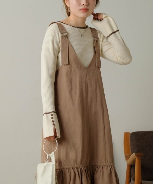 Bab（バブ）の「ワークギャザージャンパースカート（ジャンパースカート・レディース・モカ/ブラック/アイボリー・M）」の16枚目の写真