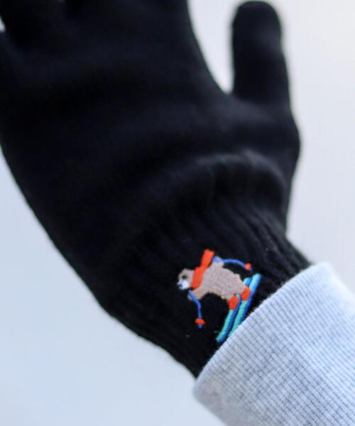 coen（コーエン）の「ワンポイント刺繍ウィンターベア手袋（手袋・メンズ・ベージュ/ブラック/ネイビー・FREE）」の2枚目の写真