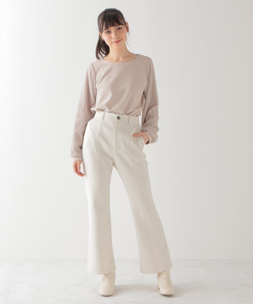 Honeys（ハニーズ）の「フレアパンツ（股下６４ｃｍ）（その他パンツ・レディース・ブラック/アイボリー/グレイッシュベージュ/グリーン・SS/S/M/L/LL）」の5枚目の写真