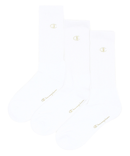 Champion(チャンピオン)の「Champion: ゴールドロゴ刺繍 ソックス3P(ソックス/靴下・レディース・ホワイト・ONE SIZE)」の1枚目の写真