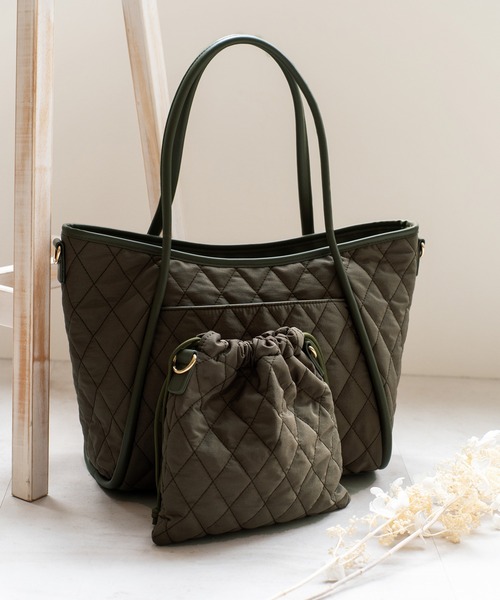 【セール】巾着バッグ付きキルティングビッグトート（トートバッグ）｜VitaFelice（ヴィータフェリーチェ）