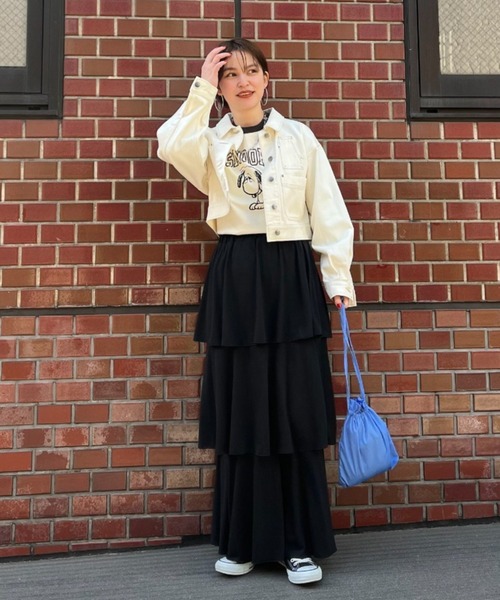 PEANUTS(ピーナッツ)の「【PEANUTS/ピーナッツ】ラグランプリントロゴT(Tシャツ/カットソー・レディース・ブラック/レッド/グリーン・FREE)」の10枚目の写真