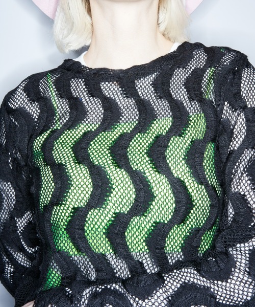 Solace(ソレイス)の「ウェーブメッシュコンパクトロンT(Tシャツ/カットソー・レディース・ブラック/ブルー/ナチュラル・FREE)」の6枚目の写真