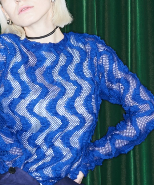 Solace(ソレイス)の「ウェーブメッシュコンパクトロンT(Tシャツ/カットソー・レディース・ブラック/ブルー/ナチュラル・FREE)」の21枚目の写真