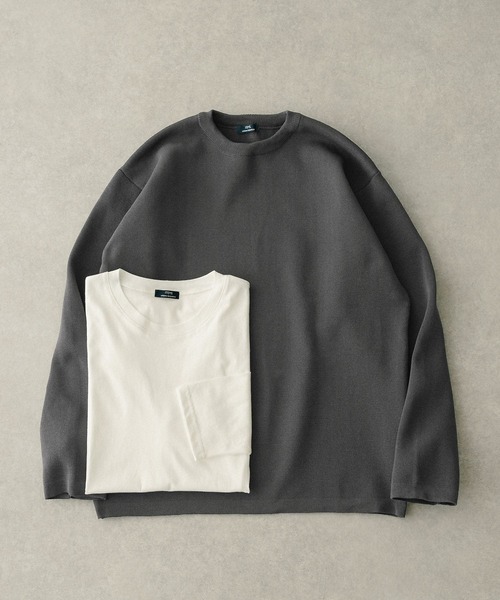 ITEMS URBANRESEARCH（アイテムズ アーバンリサーチ）の「ミラノリブ 多機能ニット アンサンブル(セットアイテム)（ニット/セーター・メンズ・グレー/ベージュ/ブルー・MEDIUM/LARGE）」の2枚目の写真