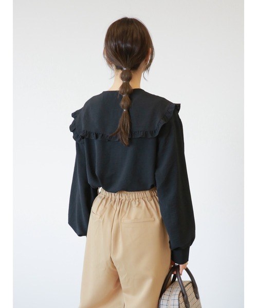 ehka sopo(エヘカソポ)の「フリルセーラー襟ブラウス(シャツ/ブラウス・レディース・オフホワイト/ブラック/ベージュ・フリ-)」の5枚目の写真