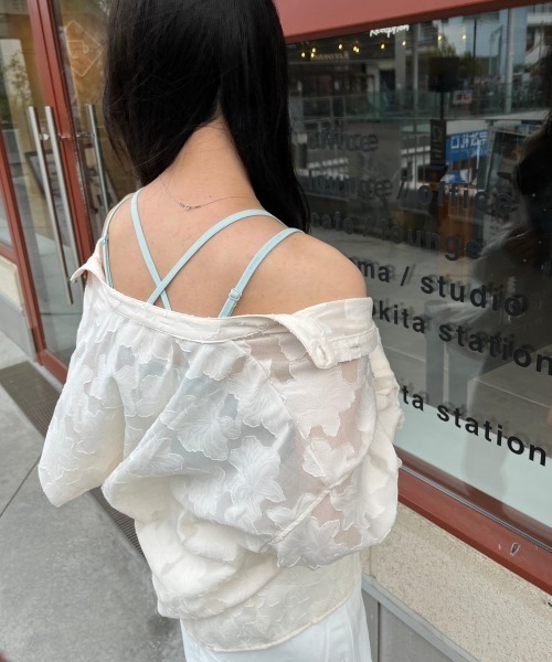 nemne store(ネンネストア)の「【低身長用サイズあり】調節可 / カップ付きストライプジャガードレースキャミソール(キャミソール・レディース・ブラック/アイボリー/ブルー・SMALL/MEDIUM)」の20枚目の写真