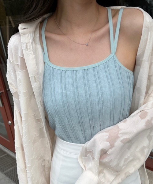 nemne store(ネンネストア)の「【低身長用サイズあり】調節可 / カップ付きストライプジャガードレースキャミソール(キャミソール・レディース・ブラック/アイボリー/ブルー・SMALL/MEDIUM)」の18枚目の写真