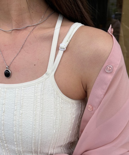nemne store(ネンネストア)の「【低身長用サイズあり】調節可 / カップ付きストライプジャガードレースキャミソール(キャミソール・レディース・ブラック/アイボリー/ブルー・SMALL/MEDIUM)」の6枚目の写真
