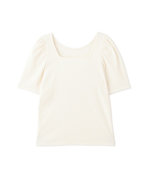 FREE'S MART（フリーズマート）の「◆三角テレコ前後2Wayパフスリーブカットソー（Tシャツ/カットソー・レディース・ホワイト/ブラック/ピンク/イエロー・FREE）」の2枚目の写真