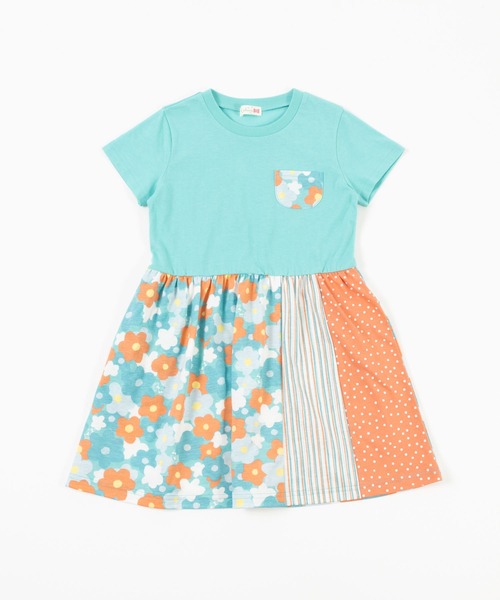 KP(ケーピー)の「花柄プリント切り替え半袖ワンピース(100~130cm)(ワンピース・キッズ・ピンク/エメラルド・110cm/120cm/130cm/100cm)」の7枚目の写真