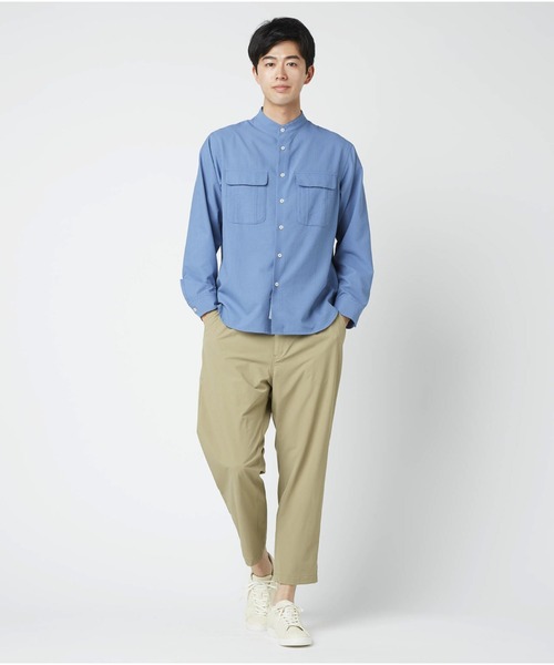Go to by mizuno（ゴートゥーバイミズノ）の「ドライストレッチサッカー長袖シャツ［メンズ］（シャツ/ブラウス・メンズ・ホワイト/ブルー/ネイビー・M/XL/L）」の9枚目の写真