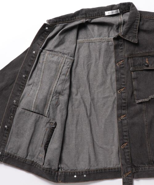 INTERPLAY（インタープレイ）の「【INTERPLAY "SELECT"】デザインダメージデニムジャケット（デニムジャケット・メンズ・ブラック・FREE）」の4枚目の写真