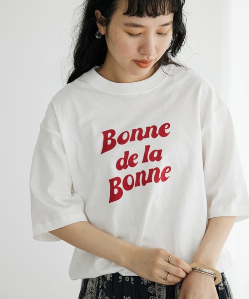 CRAFT STANDARD BOUTIQUE(クラフトスタンダードブティック)の「BONNE TEE(Tシャツ/カットソー・レディース・チャコールグレー/オフホワイト/アイボリー・M/L/XL)」の1枚目の写真