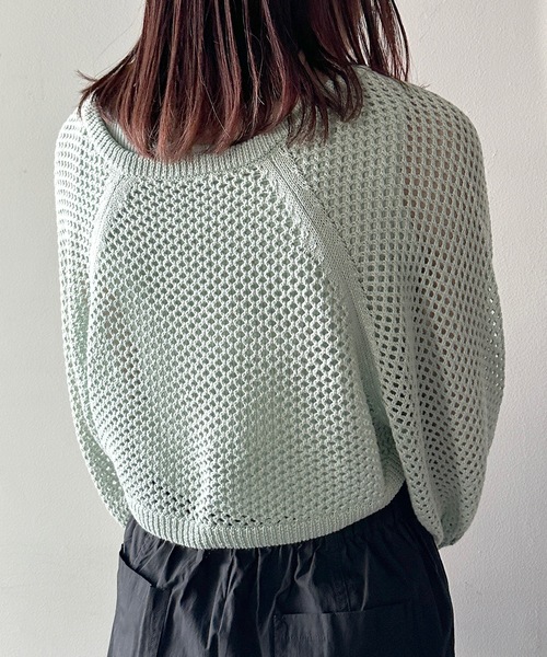 one way(ワンウェイ)の「チェーン付メッシュボレロ半袖ニット(カーディガン/ボレロ・レディース・アイボリー/ピンク/ホワイト/グリーン・FREE)」の12枚目の写真