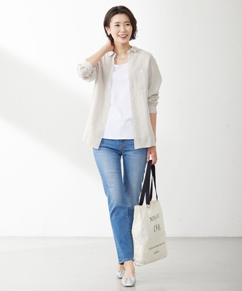 J.PRESS Ladies(J.プレス レディス)の「【洗える】リネン シャツ(シャツ/ブラウス・レディース・ダルブルー系/パープル系1/ライトグレー系/ネイビー系1/ホワイト系/ネイビー系・XS)」の8枚目の写真
