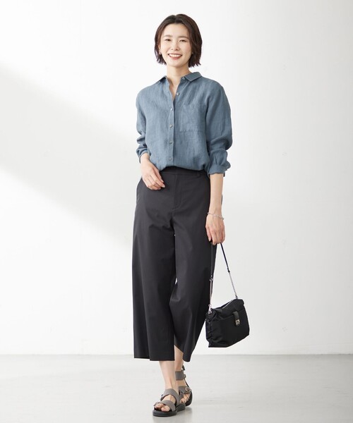 J.PRESS Ladies(J.プレス レディス)の「【洗える】リネン シャツ(シャツ/ブラウス・レディース・ダルブルー系/パープル系1/ライトグレー系/ネイビー系1/ホワイト系/ネイビー系・XS)」の9枚目の写真