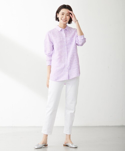 J.PRESS Ladies(J.プレス レディス)の「【洗える】リネン シャツ(シャツ/ブラウス・レディース・ダルブルー系/パープル系1/ライトグレー系/ネイビー系1/ホワイト系/ネイビー系・XS)」の12枚目の写真