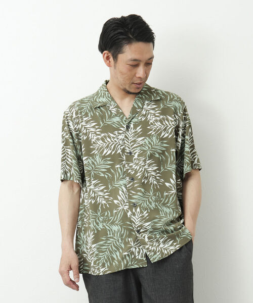 NOLLEY'S goodman（ノーリーズグッドマン）の「【WORK ABOUT/ワークアバウト】SUN BEACH SHIRT 総柄オープンカラーシャツ（シャツ/ブラウス・メンズ・ブラック系その他/ベージュ系その他/ブルー系その他/グリーン系その他・M/L）」の3枚目の写真