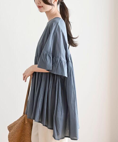 rps（アールピーエス）の「コットンボイルワイドギャザープルオーバー（シャツ/ブラウス・レディース・チャコールグレー/グリーン/オフホワイト/グレイッシュベージュ/パープル/イエロー/ブラック/ダークブルー・フリー）」の21枚目の写真