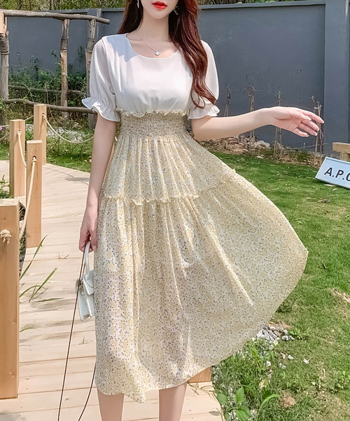 ★ ⭐︎心愛⭐︎★ HERMES シルク混　ドローストリング 半袖ワンピース 心愛 HERMES シルク混 ドローストリング 半袖ワンピース 心愛⭐︎様専用