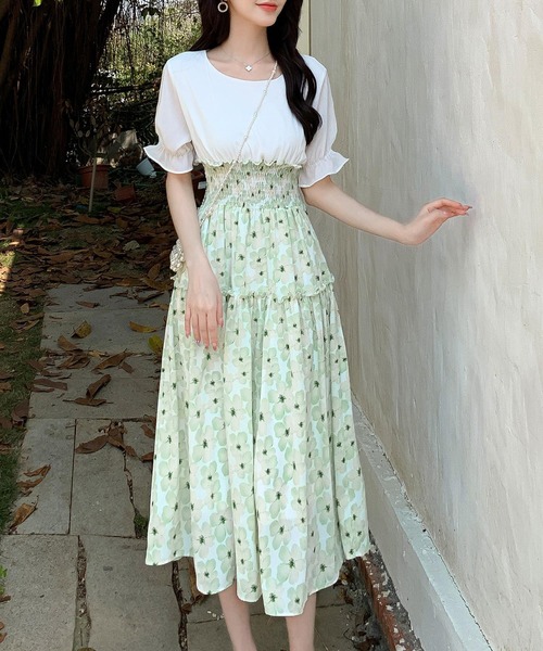 DAY CLOSET(デイ クローゼット)の「レディース 半袖シャーリングウエストドッキングAラインワンピース(ワンピース・レディース・ブルー/グリーン/ピンク系その他/イエロー系その他/ピンク/イエロー・S/XL/L/M)」の12枚目の写真