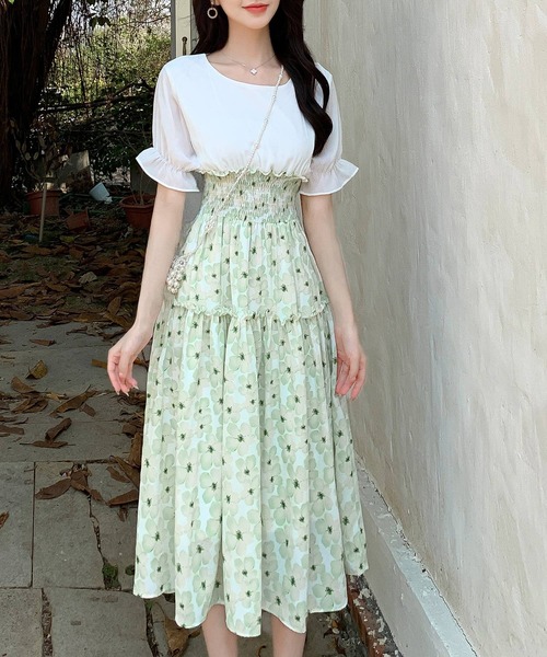 DAY CLOSET(デイ クローゼット)の「レディース 半袖シャーリングウエストドッキングAラインワンピース(ワンピース・レディース・ブルー/グリーン/ピンク系その他/イエロー系その他/ピンク/イエロー・S/XL/L/M)」の18枚目の写真