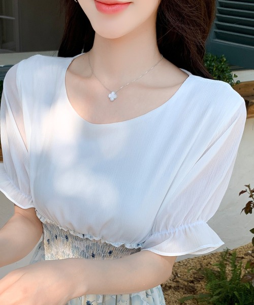 DAY CLOSET(デイ クローゼット)の「レディース 半袖シャーリングウエストドッキングAラインワンピース(ワンピース・レディース・ブルー/グリーン/ピンク系その他/イエロー系その他/ピンク/イエロー・S/XL/L/M)」の11枚目の写真