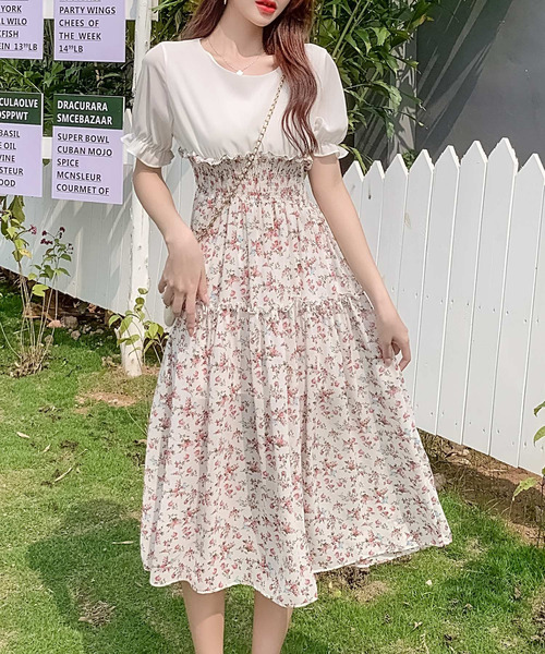 DAY CLOSET(デイ クローゼット)の「レディース 半袖シャーリングウエストドッキングAラインワンピース(ワンピース・レディース・ブルー/グリーン/ピンク系その他/イエロー系その他/ピンク/イエロー・S/XL/L/M)」の21枚目の写真