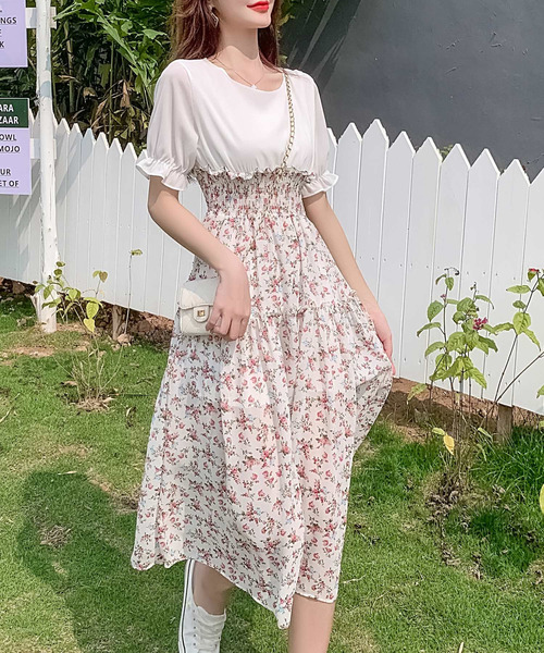 DAY CLOSET(デイ クローゼット)の「レディース 半袖シャーリングウエストドッキングAラインワンピース(ワンピース・レディース・ブルー/グリーン/ピンク系その他/イエロー系その他/ピンク/イエロー・S/XL/L/M)」の22枚目の写真