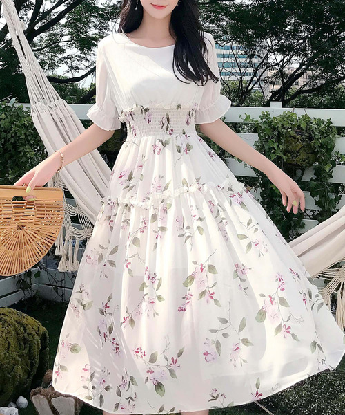 アウディーレ シャーリングシャツドレスワンピース 白ホワイト