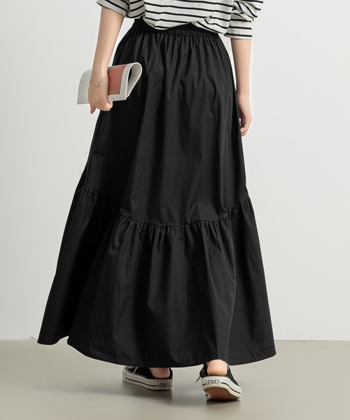 DAY CLOSET（デイ クローゼット）の「レディース 前後2wayで着こなせる。ロング丈ラウンド切り替えフレアティアードスカート（スカート・レディース・ホワイト/ブラック/カーキ/ダークグレー/チェック・M/L）」の13枚目の写真