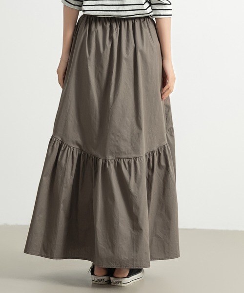 DAY CLOSET（デイ クローゼット）の「レディース 前後2wayで着こなせる。ロング丈ラウンド切り替えフレアティアードスカート（スカート・レディース・ホワイト/ブラック/カーキ/ダークグレー/チェック・M/L）」の17枚目の写真