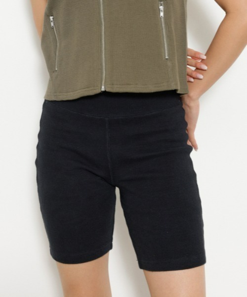 LAGUA GEM(ラグアジェム)の「CUT RIB バイカーパンツ(その他パンツ・レディース・ブラック/杢グレー・FREE)」の2枚目の写真